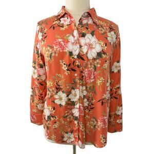 Chicos Vibrant Floral Resort Wear Button-Up Blouse, Chicos Size 3